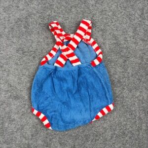 Babygro Romper Baby Medium Blue Red White Nautical Anchor Terry Cloth Sunsuit